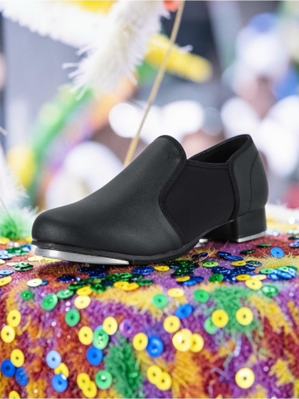 Linodes Black Tap Dance Slip-On Shoes
